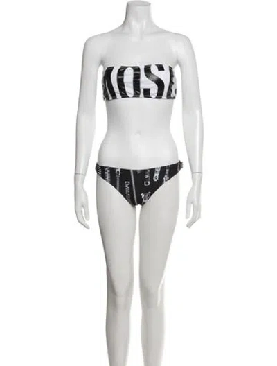 Pre-owned Moschino Graphic Print Bikini W/ Tags In Black/metallic