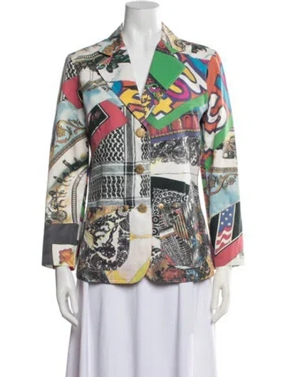 Pre-owned Moschino Graphic Print Blazer In Blue