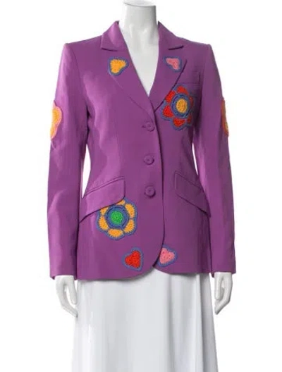 Pre-owned Moschino Graphic Print Blazer In Purple