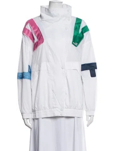 Pre-owned Moschino Graphic Print Bomber Jacket In White