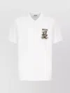 Moschino Graphic Print Cotton Polo Shirt In White