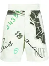 Moschino Graphic-print Cotton Shorts In Green