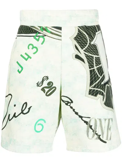 Moschino Graphic-print Cotton Shorts In Green