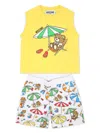 Moschino Graphic-print Cotton Shorts Set In Yellow