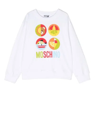 Moschino Kids' Graphic-print Cotton Sweatshirt In White