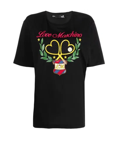 Moschino Graphic-print Cotton T-shirt In Black