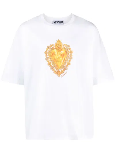 Moschino T-shirt Mit Grafischem Print In Weiss