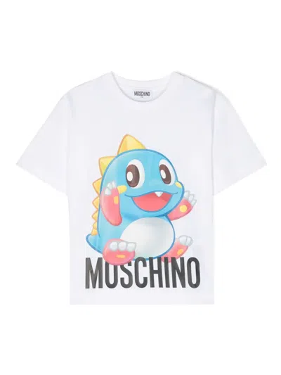 Moschino Kids' Graphic-print Cotton T-shirt In White