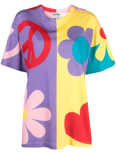 Moschino Jersey T-shirt Symbols In Multicolour