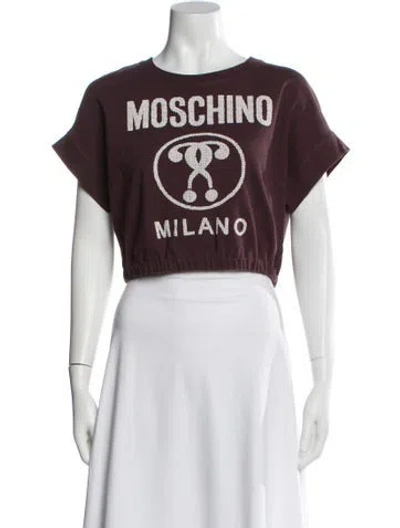 Pre-owned Moschino Graphic Print Crew Neck Crop Top In Multi