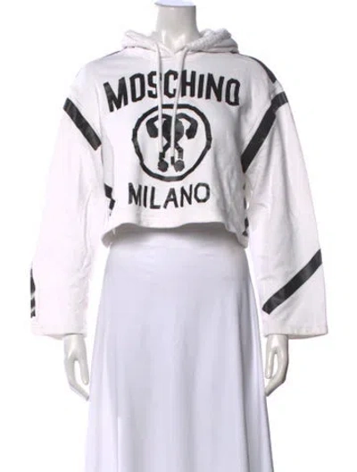 Pre-owned Moschino Graphic Print Crew Neck Hoodie In Gray