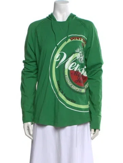Pre-owned Moschino Graphic Print Crew Neck Hoodie In Green