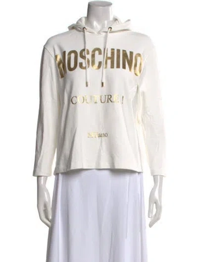 Pre-owned Moschino Graphic Print Crew Neck Hoodie In Neutral