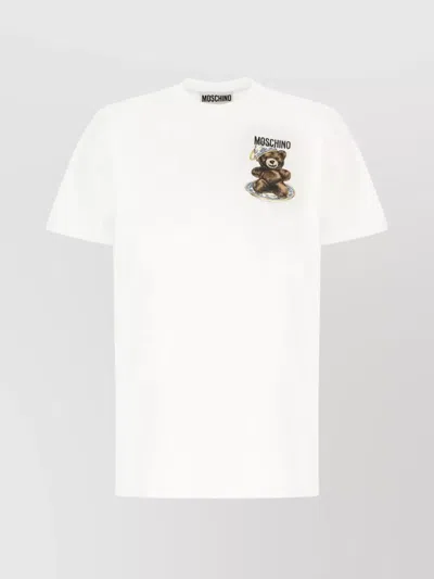 Moschino Graphic Print Crew Neck Short Sleeve T-shirt In White