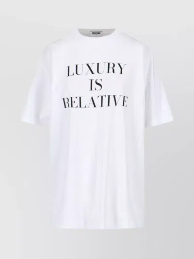 Moschino Graphic Print Crew Neck Short Sleeve Top In White