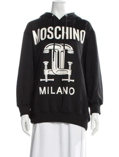 Pre-owned Moschino Graphic Print Crew Neck Sweater In Black