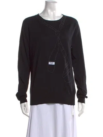 Pre-owned Moschino Graphic Print Crew Neck Sweater In Black