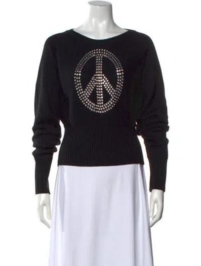 Pre-owned Moschino Graphic Print Crew Neck Sweater In Black