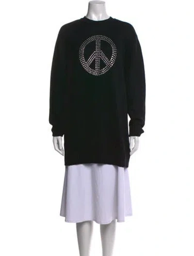 Pre-owned Moschino Graphic Print Crew Neck Sweater In Black