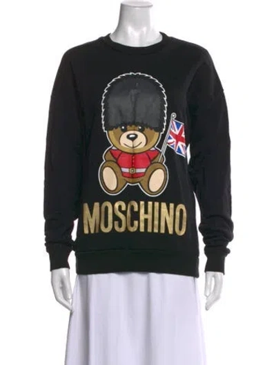 Pre-owned Moschino Graphic Print Crew Neck Sweater In Black/brown