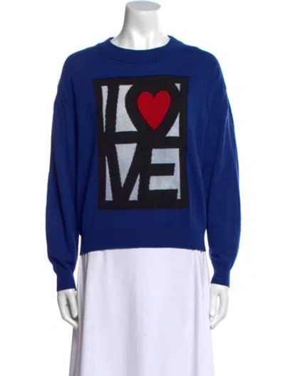 Pre-owned Moschino Graphic Print Crew Neck Sweater In Blue