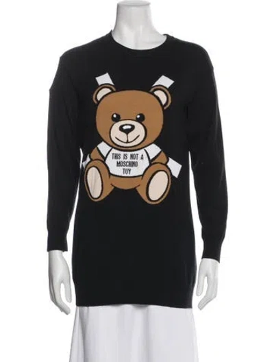 Pre-owned Moschino Graphic Print Crew Neck Sweater In Gray