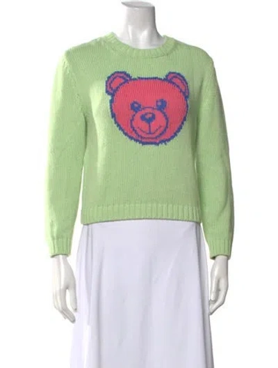 Pre-owned Moschino Graphic Print Crew Neck Sweater In Green