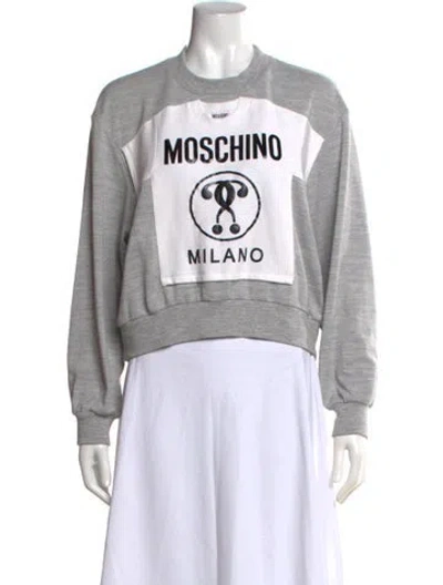 Pre-owned Moschino Graphic Print Crew Neck Sweater In Grey