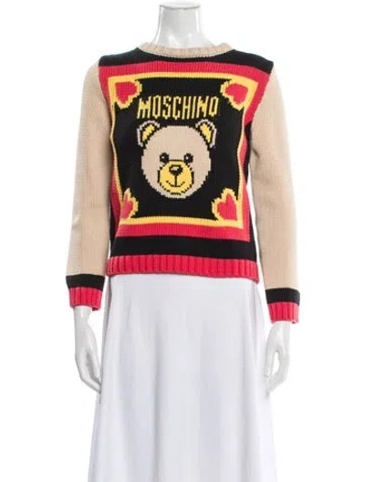 Pre-owned Moschino Graphic Print Crew Neck Sweater In Multi