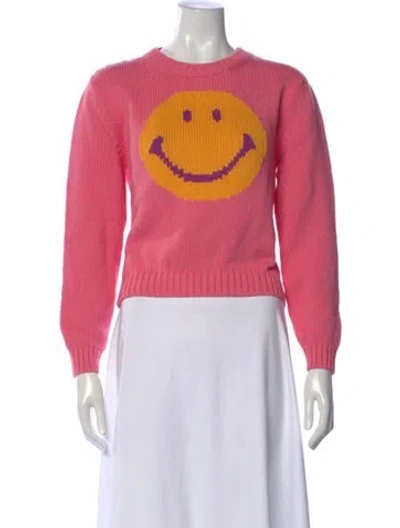 Pre-owned Moschino Graphic Print Crew Neck Sweater In Pink