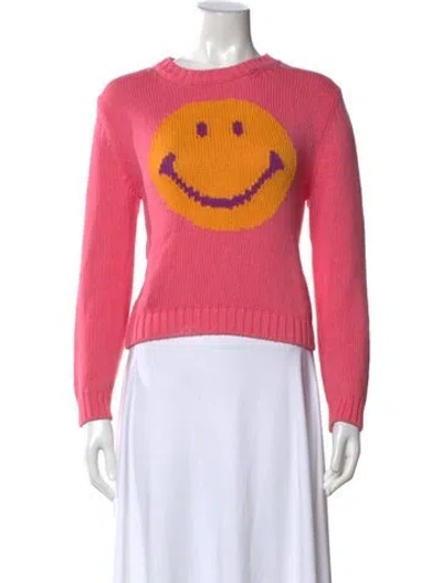 Pre-owned Moschino Graphic Print Crew Neck Sweater In Pink