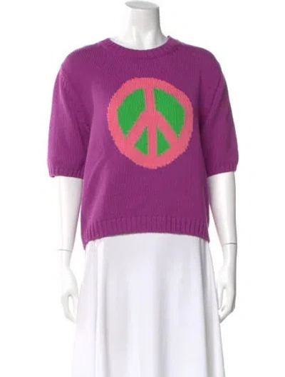 Pre-owned Moschino Graphic Print Crew Neck Sweater In Purple