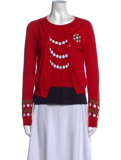 Pre-owned Moschino Graphic Print Crew Neck Sweater In Red