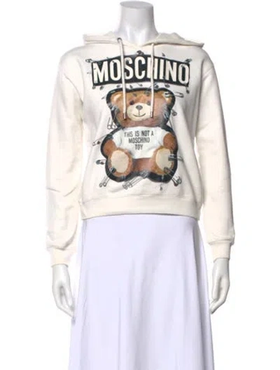 Pre-owned Moschino Graphic Print Crew Neck Sweater In White