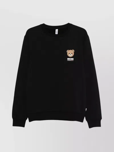 MOSCHINO GRAPHIC PRINT CREW NECK SWEATER WITH EMBROIDERY