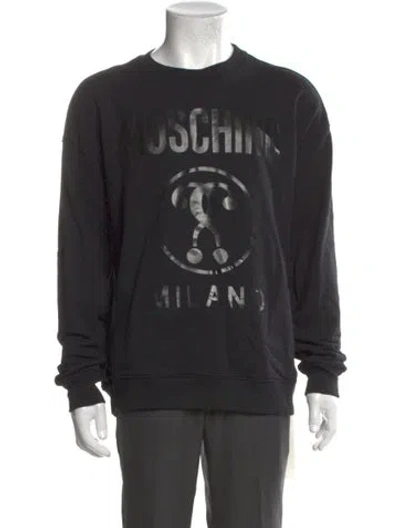 Pre-owned Moschino Graphic Print Crew Neck Sweatshirt In Black