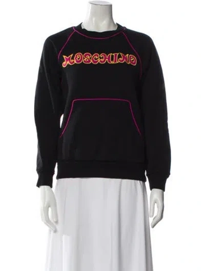 Pre-owned Moschino Graphic Print Crew Neck Sweatshirt In Black