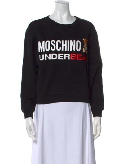Pre-owned Moschino Graphic Print Crew Neck Sweatshirt In Black
