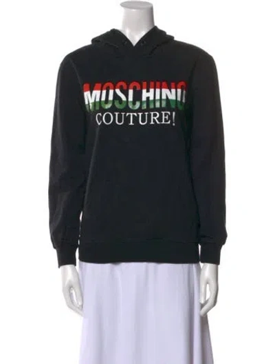 Pre-owned Moschino Graphic Print Crew Neck Sweatshirt In Black