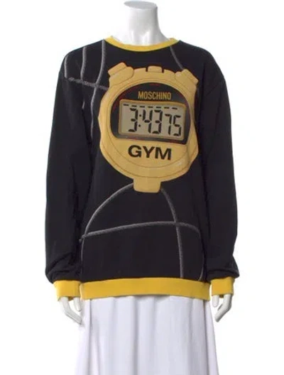 Pre-owned Moschino Graphic Print Crew Neck Sweatshirt In Black