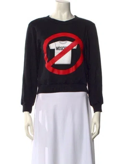 Pre-owned Moschino Graphic Print Crew Neck Sweatshirt In Black