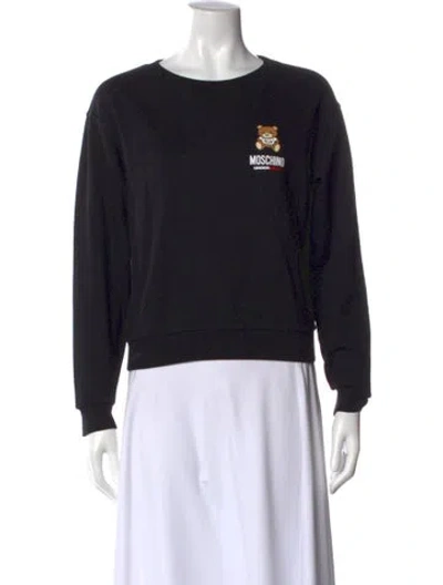 Pre-owned Moschino Graphic Print Crew Neck Sweatshirt In Black