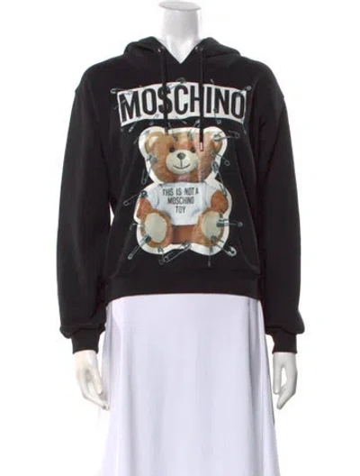Pre-owned Moschino Graphic Print Crew Neck Sweatshirt In Black