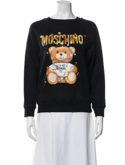 Pre-owned Moschino Graphic Print Crew Neck Sweatshirt In Black