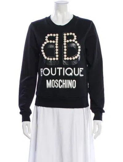 Pre-owned Moschino Graphic Print Crew Neck Sweatshirt In Black