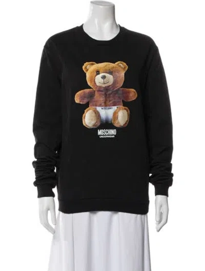 Pre-owned Moschino Graphic Print Crew Neck Sweatshirt In Black
