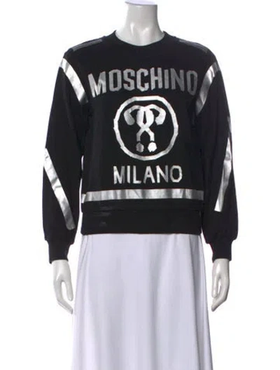 Pre-owned Moschino Graphic Print Crew Neck Sweatshirt In Black
