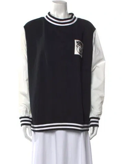 Pre-owned Moschino Graphic Print Crew Neck Sweatshirt In Black