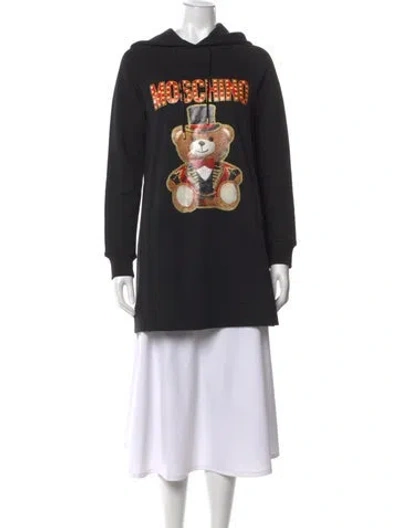 Pre-owned Moschino Graphic Print Crew Neck Sweatshirt In Black