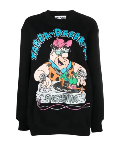 Moschino Graphic-print Crew Neck Sweatshirt In Black